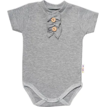 Kojenecký body Baby Nellys Kojenecké žebrované body s knoflíčky kr. rukáv, Girl - šedé Velikost: 86 (12-18m)