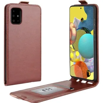 Pouzdro na mobilní telefon Vertical PU kožené flipové pouzdro pro telefon Samsung Galaxy A51 5G - hnědé