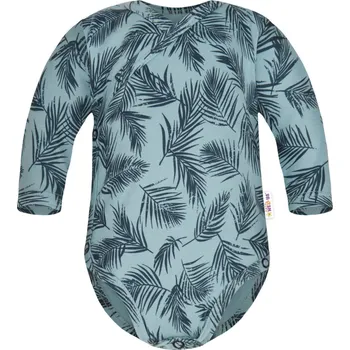 Baby Nellys Bavlněné body dl. rukáv, zapínání bokem, Palmy - zelené Velikost: 56 (1-2m)