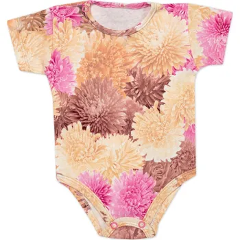 Kojenecký body Mrofi Body kr. rukáv Astry, bavlna, zapínání u krku, Mrofi, růžová/ecru Velikost: 80 (9-12m)