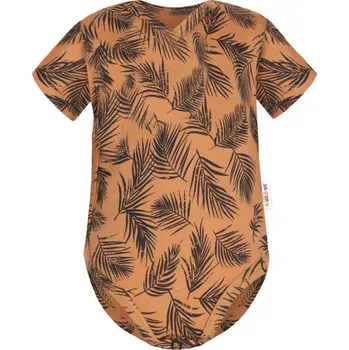Kojenecký body Baby Nellys Bavlněné body krátký rukáv, Palmy - medové Velikost: 86 (12-18m)