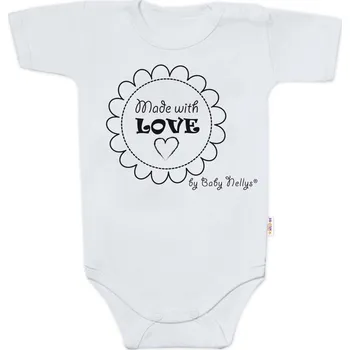 Baby Nellys Body krátký rukáv Made with love, Baby Nellys, šedé Velikost: 80 (9-12m)