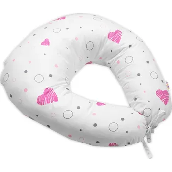 Baby Nellys Kojící polštář/podkova, bavlna, I love Girl Baby Nellys, růžová/bílá