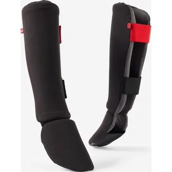 Chránič holeně pro bojový sport OUTSHOCK Chránič holeně a nártu Ergo 100 na kick box pro dospělé S KAŠTANOVÁ|ČERNÁ|ČERVENÁ|ŠEDÁ