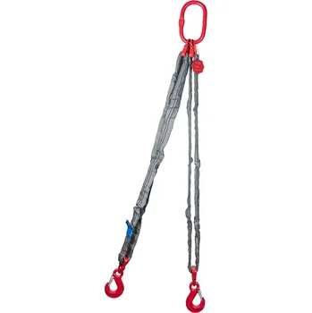 Upínací popruh Dvoupramenný textilní vazák, oko-2 hák, Nosnost 5600/4000 kg, Certifikovaný10 m Šedá bez návleku 5600 / 4000 kg