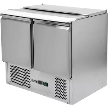 Chladicí dvoudveřový salátový stůl s víkem z nerezové oceli