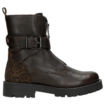 Dámské polobotky Hnědé Kožené Kotníkové Boty S Leopardím Vzorem Wojas 5536272 39