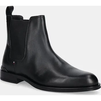 Pánská obuv Kožené kotníkové boty Tommy Hilfiger CORPORATE HILFIGER LTH CHESLEA FM0FM05578 černá 99X, EUR 46