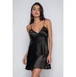 Saténová noční košilka Hana černá L - Dárková krabička