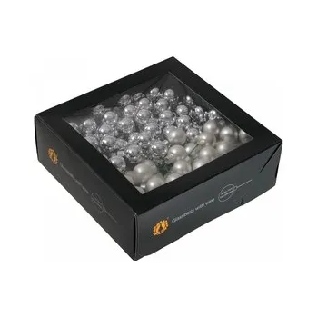 Vánoční dekorace Skleněné baňky stříbrné 2 cm, sada 144 ks