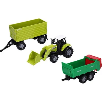 autíčko WIKY Traktor na setrvačník s přívěsem a s efekty 15 cm