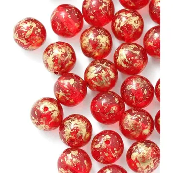 Dětské navlékací korálky CZ Korálek mačkaný kulička 8mm červená Au 90080/45711 (20ks)