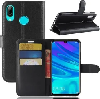 Pouzdro na mobilní telefon Litchi PU kožené peněženkové pouzdro na mobil Huawei Y7 (2019) - černé
