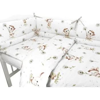 mantinel do postýlky Miminu Mantinel s povlečením do postýlky, 3D sada Bavlna, Kocourek a pampeliška - bílá Velikost povlečení: 135x100