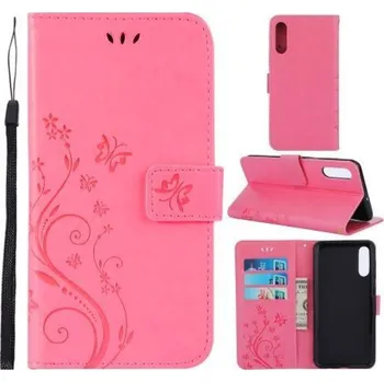 Pouzdro na mobilní telefon Flower PU kožené peněženkové pouzdro na Samsung Galaxy A50 / A30s - růžové