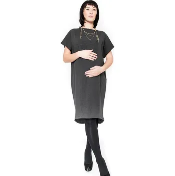 Těhotenská móda Be MaaMaa Těhotenské šaty/tunika BELLA - grafit Velikost oblečení: S/M