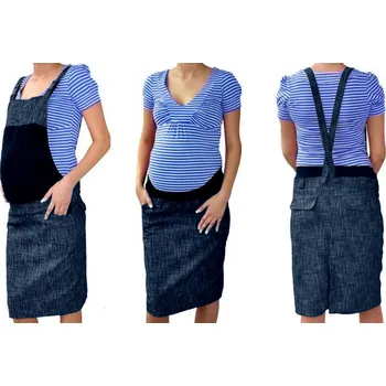 Těhotenské šaty Be MaaMaa Těhotenské šaty/sukně s láclem - granátový melírek Velikost oblečení: M (38)