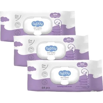 Dětská kosmetika Bebble Výhodné balení - Vlhčené čistící ubrousky s levandulí - 3x - 64 ks