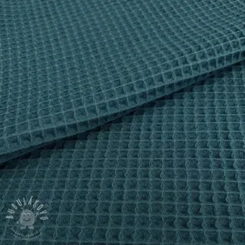 Bavlna s vaflovou vazbou petrol