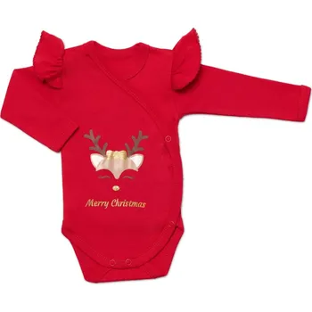 Kojenecký body Mamatti Kojenecké body dlouhý rukáv, zapínání bokem, Vánoce s volánkem, červeno/zlatá Velikost: 56 (1-2m)