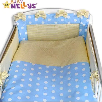 Povlečení Baby Nellys Mantinel s povlečením Mašlička - Bubble sv.modré/jemně béžové proužky Velikost povlečení: 120x90