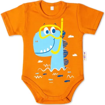 Kojenecký body Baby Nellys Bavlněné kojenecké body, kr. rukáv, Drak Eda - cihlová Velikost: 62 (2-3m)