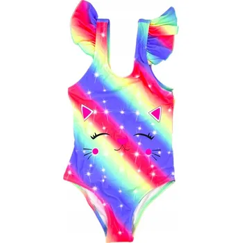 Dívčí plavky Noviti Dívčí jednodílné plavky s volánky - Noviti, Kočička, duhové Velikost: 92/98 (18-36m)