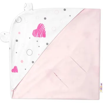Baby Nellys Zavinovací deka s kapucí, bavlna + jersey, I love Girl Baby Nellys, růžová