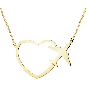 Přívěsek Zlatý přívěsek - sdce, letadlo - N-101.02