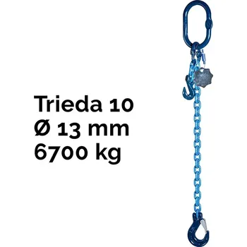 řetězový zvedák Jedno závěs řetězový, oko-hák, zkracovač, nosnost 6700 kg, G10-136 700 kg 2,5 m Modrá