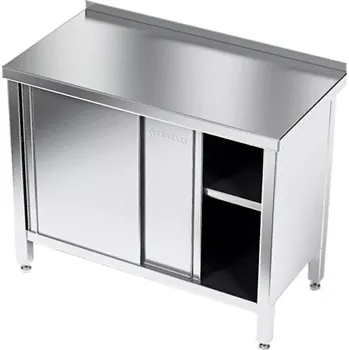 Dílenský stůl Nerezový pracovní stůl se skříňkou 100x60x85 cm