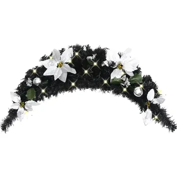 Vánoční stromek zahrada-XL Vánoční oblouk s LED světly černý 90 cm PVC 320981