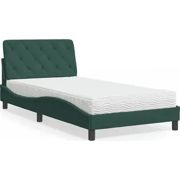 Postel zahrada-XL Postel s matrací tmavě zelená 100 x 200 cm samet 3208643