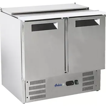 Dvoudveřový chladicí salátový stůl s výklopným víkem HENDI 236161