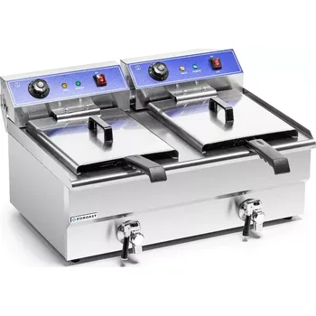 fritéza Elektrická fritéza 2-komorová 2x16l s vypouštěcím kohoutem, studená zóna, 10 kW, 230 V
