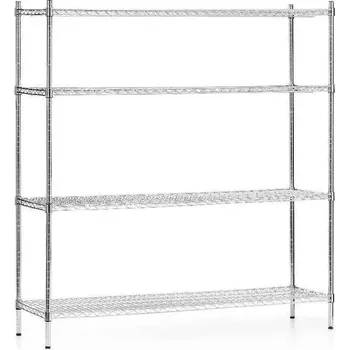Dílenský regál Skladový regál z chromované oceli, 4 police, 152x45,5x180 cm skládací