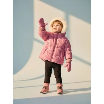 Dívčí bunda Sinsay - Zateplená bunda s kapucí - begóniová - 6539C-31X - 6539C-31X-86