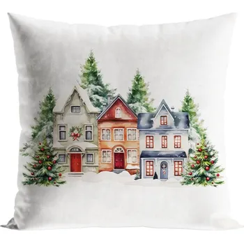 Polštář Vánoční polštář ZIMNÍ MĚSTEČKO 40x40 cm Mybesthome Varianta: Povlak na polštář s výplní, 40x40 cm