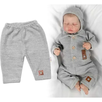 Baby Nellys Pletené kalhoty Hand Made Boy, Baby Nellys, šedé Velikost: 56 (1-2m)