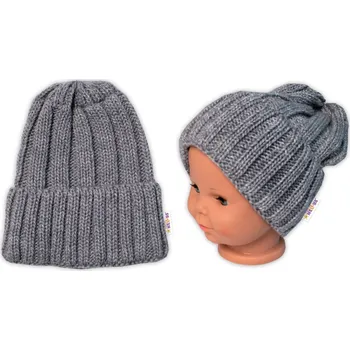 Pokrývka hlavy BABY NELLYS Zimní nadčasová čepice Mom and Baby, šedá Velikost koj. oblečení: univerzální