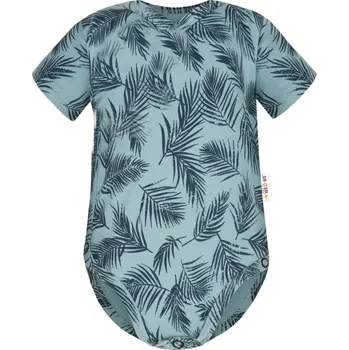 Kojenecké oblečení Baby Nellys Bavlněné body krátký rukáv, Palmy - zelené Velikost: 80 (9-12m)