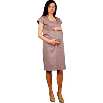 Těhotenské šaty Be MaaMaa Těhotenské šaty ELA - béžová Velikost oblečení: M (38)