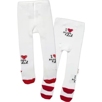 Baby Nellys Bavlněné punčocháče I love mom & dad - červené Velikost: 80/86 (12-18m)