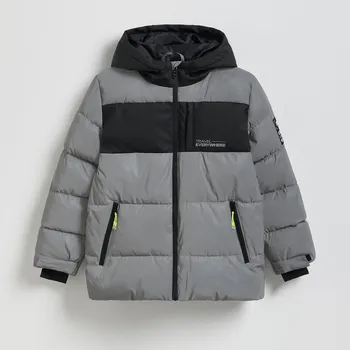 Chlapecká bunda Reserved - Zateplený nepromokavý plášť - světle šedá - QF992-09X - QF992-09X-164