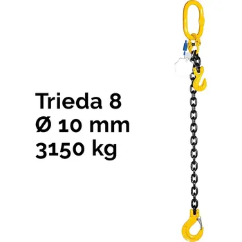 Tažné lano Jednopramenný řetězový vazák, oko-hák, zkracovač, nosnost 3150 kg, G8-10, Certifikát, ČŽ3 150 kg 3,5 m Černá