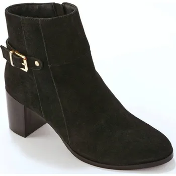 Dámské kozačky Nízké kožené kozačky na podpatku černá 38