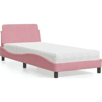 Postel zahrada-XL Postel s matrací Dover růžová 90 x 200 cm samet 3208336