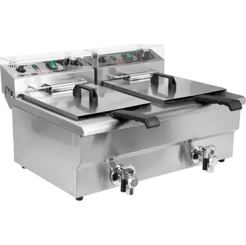 fritéza Elektrická fritéza 2-komorová s vypouštěcími kohouty 2x12 l