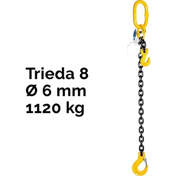 řetězový zvedák Jednopramenný řetězový vazák, oko-hák, zkracovač, nosnost 1120 kg, G8-6, Certifikát, ČŽ1 120 kg 5 m Černá