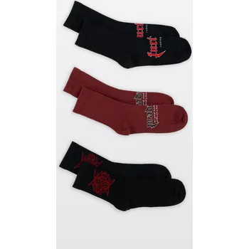 Reporter Young | Chlapecký černo-bordový set ponožek s kontrastním vzorem – 3 PACK - Velikost 37/39 253-0995B-37-900-1-